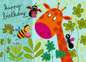 Anniversaire joyeux avec une girafe color&eacute;e
